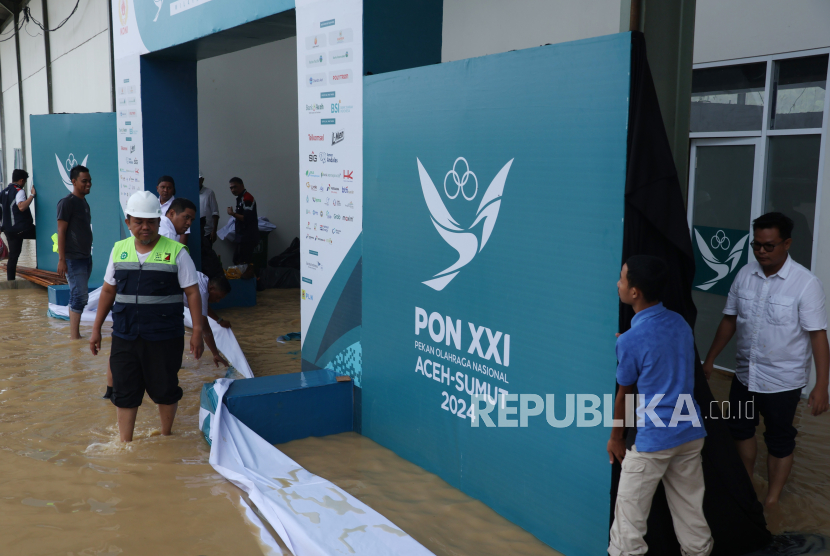 Lapangan Tembak PON Aceh-Sumut Terendam Banjir, Plafon Ruangan Jebol